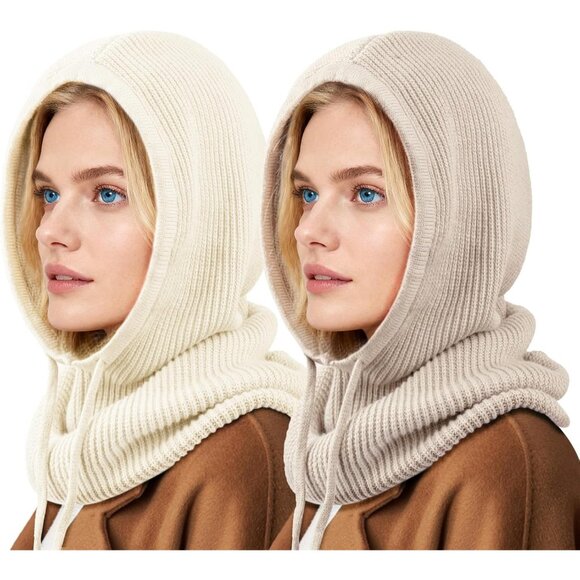 Unisex Camel, Beige Beanie Skull Cap with Drawstring Warm Winter Hats Outdoor main image 3